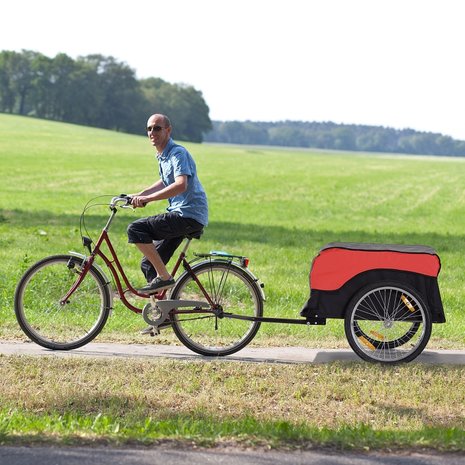 Fietskar - Fietsaanhanger - Fietskar bagage - Fietskarren - Rood/Zwart