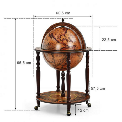 Costway - Wijnrek - Globebar - Wijnbar - Wereldbol bar -  ⌀ 60,5 cm - Bruin