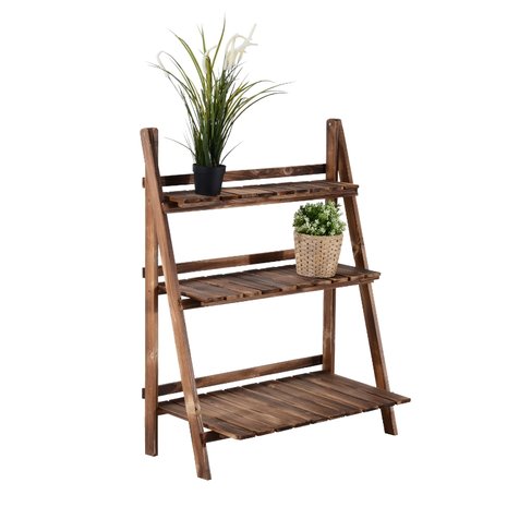 Plantenrek - 3 treden - Plantentrap - Plantenstandaard - Bloempot - Bloembakken voor buiten - Planten - Hout - L80 x B37 x H93cm