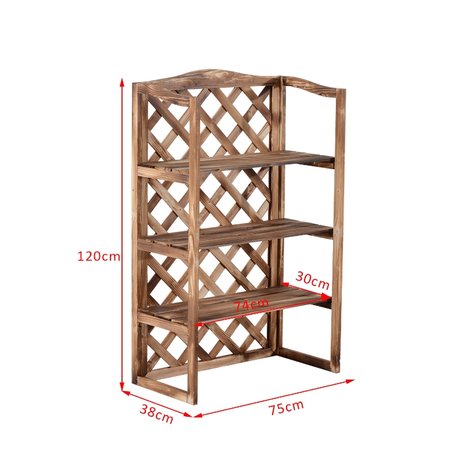 Plantenrek - 3 treden - Plantentrap - Plantenstandaard - Bloempot - Bloembakken voor buiten - Planten - Hout - L75 x B38 x H120cm