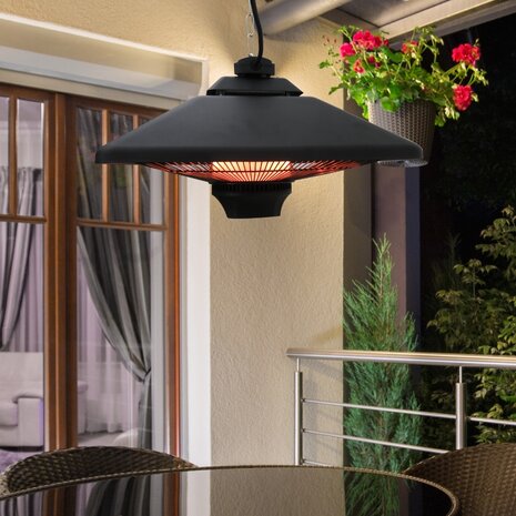 Terrasverwarmer - Hangend - Hangende terrasverwarming - Buitenverwarming - Met verlichting - Met afstandsbediening - 2000 Watt
