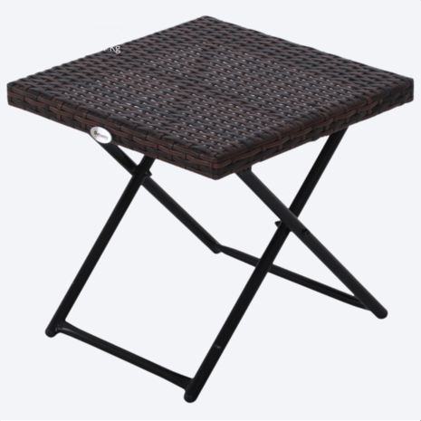 Bijzettafel - Bijzettafel buiten - Tuintafel - Polyrattan - Opvouwbaar - 40 x 40 x 40 cm - Bruin