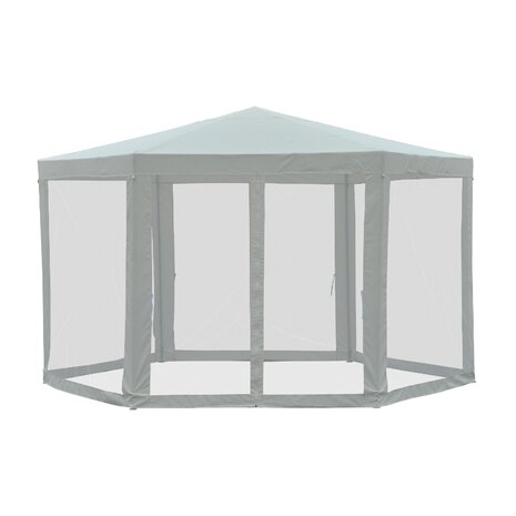 Tuinpaviljoen - Paviljoen - Partytent - Modern ontwerp - Klamboe mesh zijwanden - Zeshoekig - 3 ,9 x 3,9 m - Beige