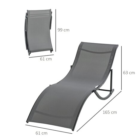 Ligbed set van 2 - Stoelen - Tuinstoelen - Tuinstoel - Aluminium - 165 cm x 61 cm x 63 cm