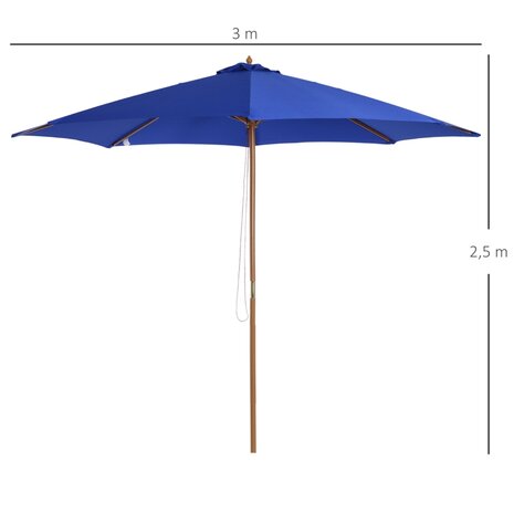 Zonnescherm - Parasol - Balkon Parasol - Knikbaar - 300 x 245 cm - Blauw