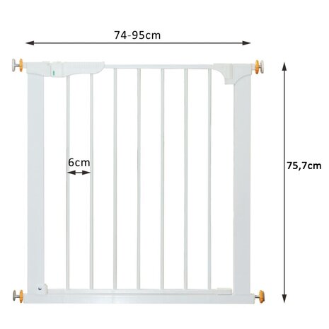 Paws and Claws - Hondenhek - Traphek - Hondendeur - Voor deuropening -  B 74 tot 95 Cm, H75.7 Cm - Wit