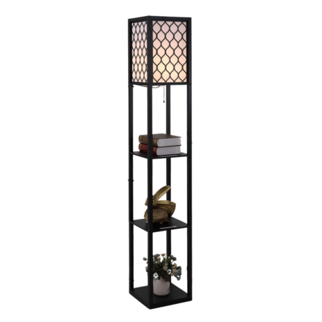 Zenzee vloerlamp - Staande lamp - Stalamp - Stalamp - Met opbergruimte - 26L x 26B x 160H cm - Zwart