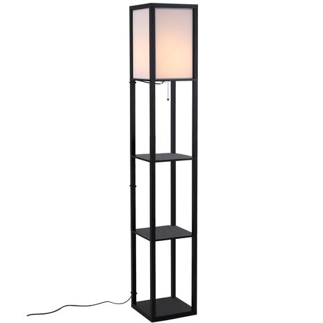 Zenzee vloerlamp - Staande lamp - Stalamp - Modern - Met opbergruimte - 26L x 26B x 160H cm - Zwart