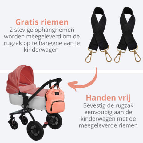 Zenzee - Luiertas - Rugzak - Inclusief buggy en kinderwagenhaken - Met isoleervak - 30 L - Roze