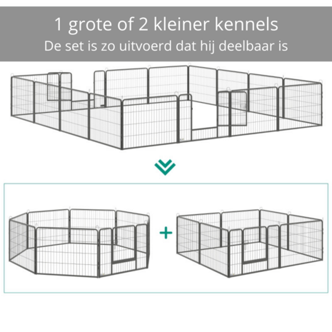 Hondenren - Puppyren - Hondenkennel - XXL - Staal - 320 x 320 x 60 cm