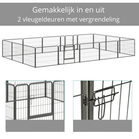 Hondenren - Puppyren - Hondenkennel - XXL - Staal - 320 x 320 x 60 cm