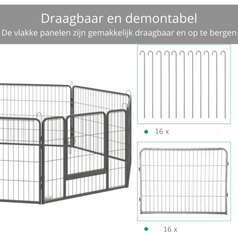 Hondenren - Puppyren - Hondenkennel - XXL - Staal - 320 x 320 x 60 cm