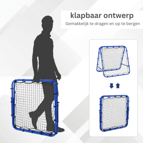 Rebounder voetbal - Rebounder - Kickback - Voetbaldoel - 100x90cm - Blauw