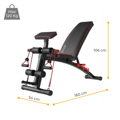 Fitnessbank - Fitnessbank verstelbaar - Halterbank - Buikspierbank - Beentrainer - Fitness - 153 x 53 x 102 cm