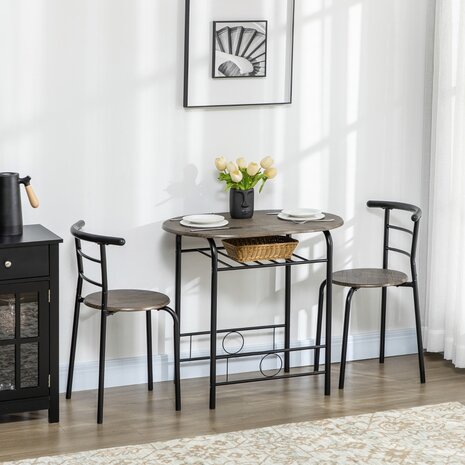 Bistroset 3 delig - Eettafel met stoelen -  Keukentafel -  80 cm x 53 cm x 74,5 cm