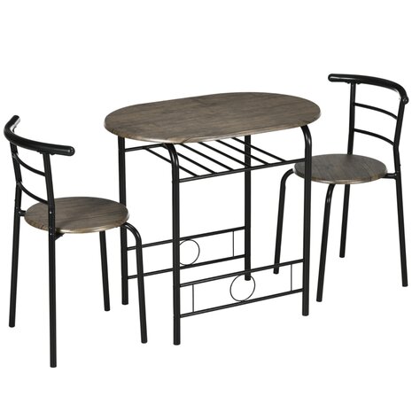 Bistroset 3 delig - Eettafel met stoelen -  Keukentafel -  80 cm x 53 cm x 74,5 cm