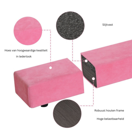 Turnbalk - Evenwichtsbalk - Balanstrainer - Balans speelgoed -  Roze - 210 cm