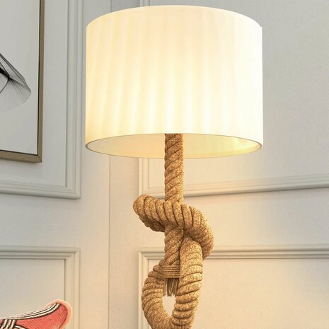 Tafellamp met touw - Leeslamp  - Natuurlijke uitstraling - Hennep touw - Inclusief LED lamp - USB oplaadpunt