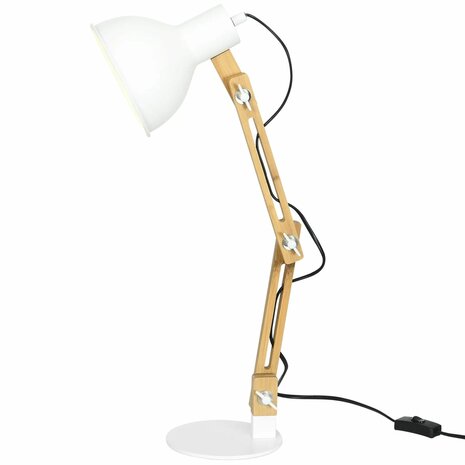 Bureaulamp - Verstelbaar - Bamboe - Wit - Bureaulampen - Tafellamp - Leeslamp - 40W