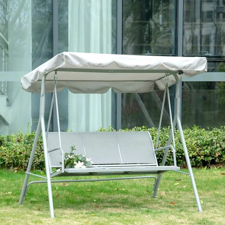 Grijze schommelbank voor 3 personen
