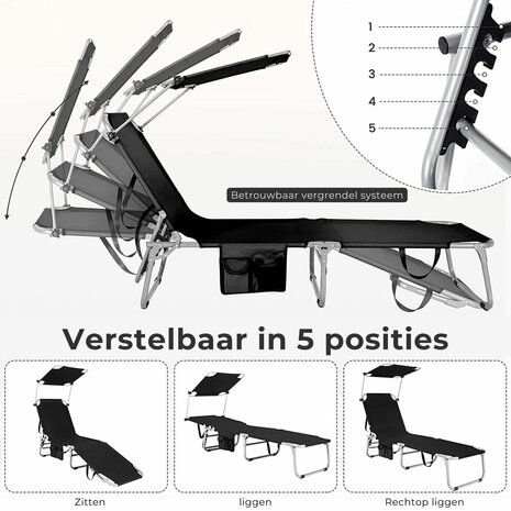 Zenzee ligbed met zonnedak