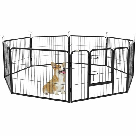 Hondenren S - Puppyren - Hondenbench - Staal - 60 cm hoog - 640 cm omtrek - Uitbreidbaar - Staal - 80 x 60 cm &Oslash; 210 cm
