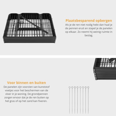 Hondenren S - Puppyren - Hondenbench - Staal - 60 cm hoog - 640 cm omtrek - Uitbreidbaar - Staal - 80 x 60 cm &Oslash; 210 cm