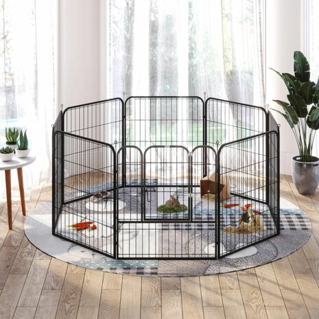 Hondenren S - Puppyren - Hondenbench - Staal - 60 cm hoog - 640 cm omtrek - Uitbreidbaar - Staal - 80 x 60 cm &Oslash; 210 cm