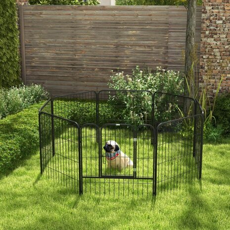 Hondenren S - Puppyren - Hondenbench - Staal - 60 cm hoog - 640 cm omtrek - Uitbreidbaar - Staal - 80 x 60 cm &Oslash; 210 cm