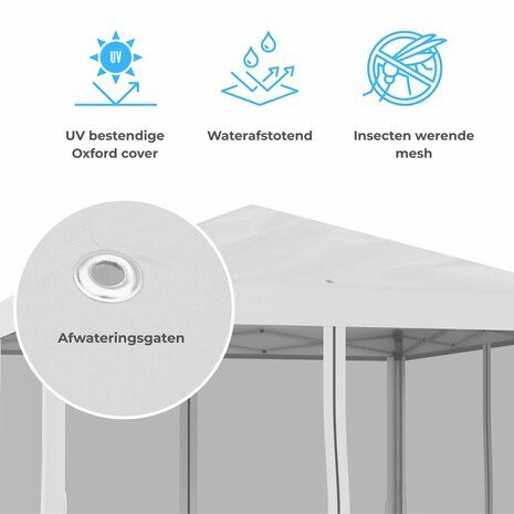 Tuinpaviljoen - Prieel - Partytent - Paviljoen - Zonwering - wit - 3 x 3 m