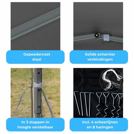 Tuinpaviljoen - Prieel - Partytent - Paviljoen - Zonwering - wit - 3 x 3 m
