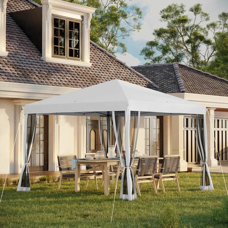 Tuinpaviljoen - Prieel - Partytent - Paviljoen - Zonwering - wit - 3 x 3 m