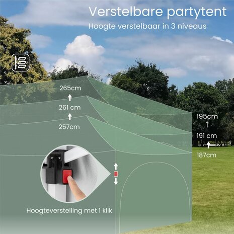 Partytent Opvouwbaar - Met Zijwanden &ndash; Paviljoen - Easy Up partytent &ndash; Tuinpaviljoen &ndash; 6x3m &ndash; Waterdicht - Grijs
