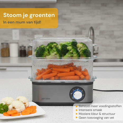 Zenzee eierkoker &ndash; Geschikt voor 16 eieren &ndash; 2 lagen - Elektrisch - Met timer &ndash; Kook, stoom en pocheer - RVS