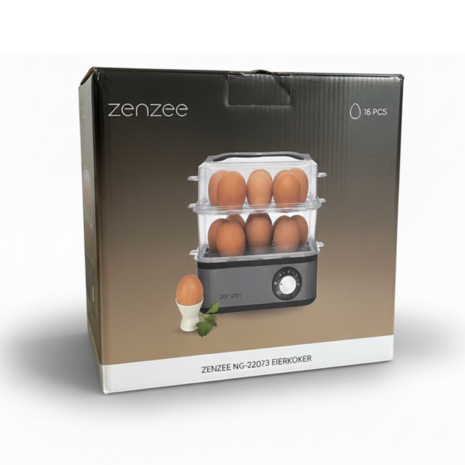 Zenzee eierkoker &ndash; Geschikt voor 16 eieren &ndash; 2 lagen - Elektrisch - Met timer &ndash; Kook, stoom en pocheer - RVS