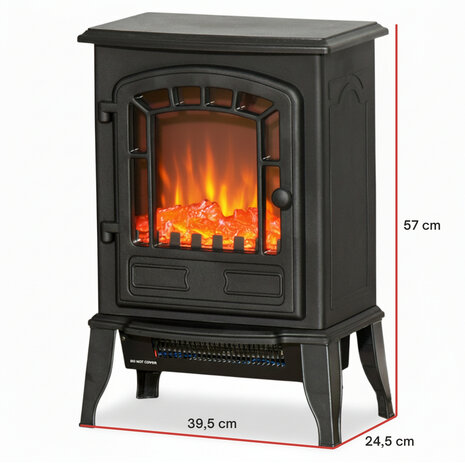 Sfeerhaard Elektrisch - Vrijstaand - Elektrische kachel - Elektrische haard &ndash; 1000/2000W &ndash; Zwart Openhaard