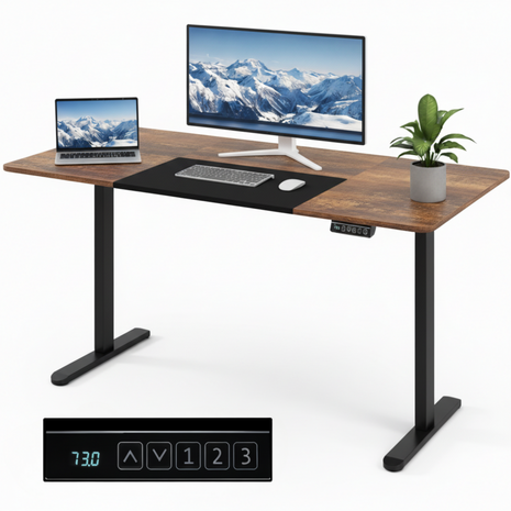 Elektrisch Zit Sta Bureau - Met Deskpad, Botsbeveiliging &amp; Kinderslot -  Ergonomisch Thuiswerken - 140 x 70 cm