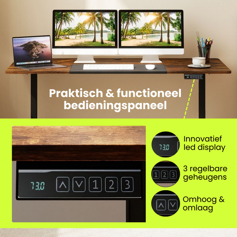Elektrisch Zit Sta Bureau - Met Deskpad, Botsbeveiliging &amp; Kinderslot -  Ergonomisch Thuiswerken - 140 x 70 cm