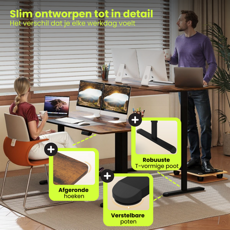 Elektrisch Zit Sta Bureau - Met Deskpad, Botsbeveiliging &amp; Kinderslot -  Ergonomisch Thuiswerken - 140 x 70 cm