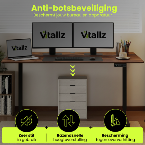 Elektrisch Zit Sta Bureau - Met Deskpad, Botsbeveiliging &amp; Kinderslot -  Ergonomisch Thuiswerken - 140 x 70 cm
