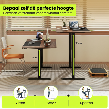 Elektrisch Zit Sta Bureau - Met Deskpad, Botsbeveiliging &amp; Kinderslot -  Ergonomisch Thuiswerken - 140 x 70 cm