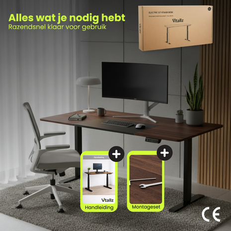 Elektrisch Zit Sta Bureau - Met Deskpad, Botsbeveiliging &amp; Kinderslot -  Ergonomisch Thuiswerken - 140 x 70 cm