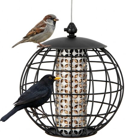 Voederhuisje voor vogels &ndash; Voederhuis - Hangend &ndash; Voedersilo voor tuinvogels &ndash; Vogelvoederhuisje - Zwart