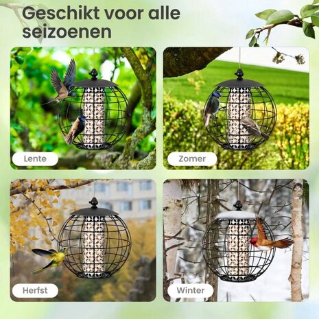 Voederhuisje voor vogels &ndash; Voederhuis - Hangend &ndash; Voedersilo voor tuinvogels &ndash; Vogelvoederhuisje - Zwart