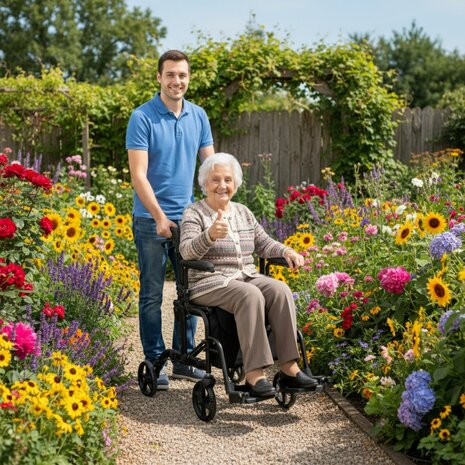 Rollator Lichtgewicht en Opvouwbaar &ndash; Rolstoel &ndash; 2 in 1 - Ergonomische Zitting en Wandelstokhouder - Voor Binnen en Buiten - Zwart