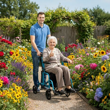 Rollator Lichtgewicht en Opvouwbaar &ndash; Rolstoel &ndash; 2 in 1 - Ergonomische Zitting en Wandelstokhouder - Voor Binnen en Buiten - Blauw