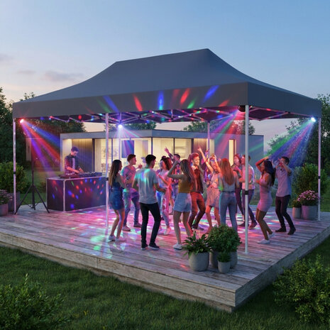 Partytent Opvouwbaar - 6x3m - Met Zijwanden &ndash; Met zandzakken - Paviljoen - Easy Up partytent &ndash; Tuinpaviljoen &ndash; Waterafstotend - Grijs