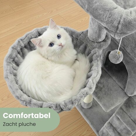 Krabpaal &ndash; Ook voor kittens en senior katten &ndash; Compact- Modern - Lichtgrijs &ndash; 49 x49 x 97 cm