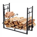 Haardhoutbak - Houtopslag - Haardhout opslag - Houtmand - Zwart - Binnen en buiten - 84 x 33 x 76 cm Haardhoutbak - Houtopslag - Haardhout opslag - Houtmand - Zwart - Binnen en buiten - 84 x 33 x 76 cm
