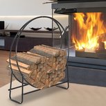 Design Haardhoutbak Rond – Houtopslag – Haardhout opslag – Houtmand – Zwart - 102 x 40 x 114 cm Design Haardhoutbak Rond – Houtopslag – Haardhout opslag – Houtmand – Zwart - 102 x 40 x 114 cm